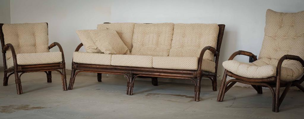 Vintage tuinmeubelen van rotan - Gegarandeerd verliefd, Ophalen, Gebruikt, Rotan, 3 zitplaatsen