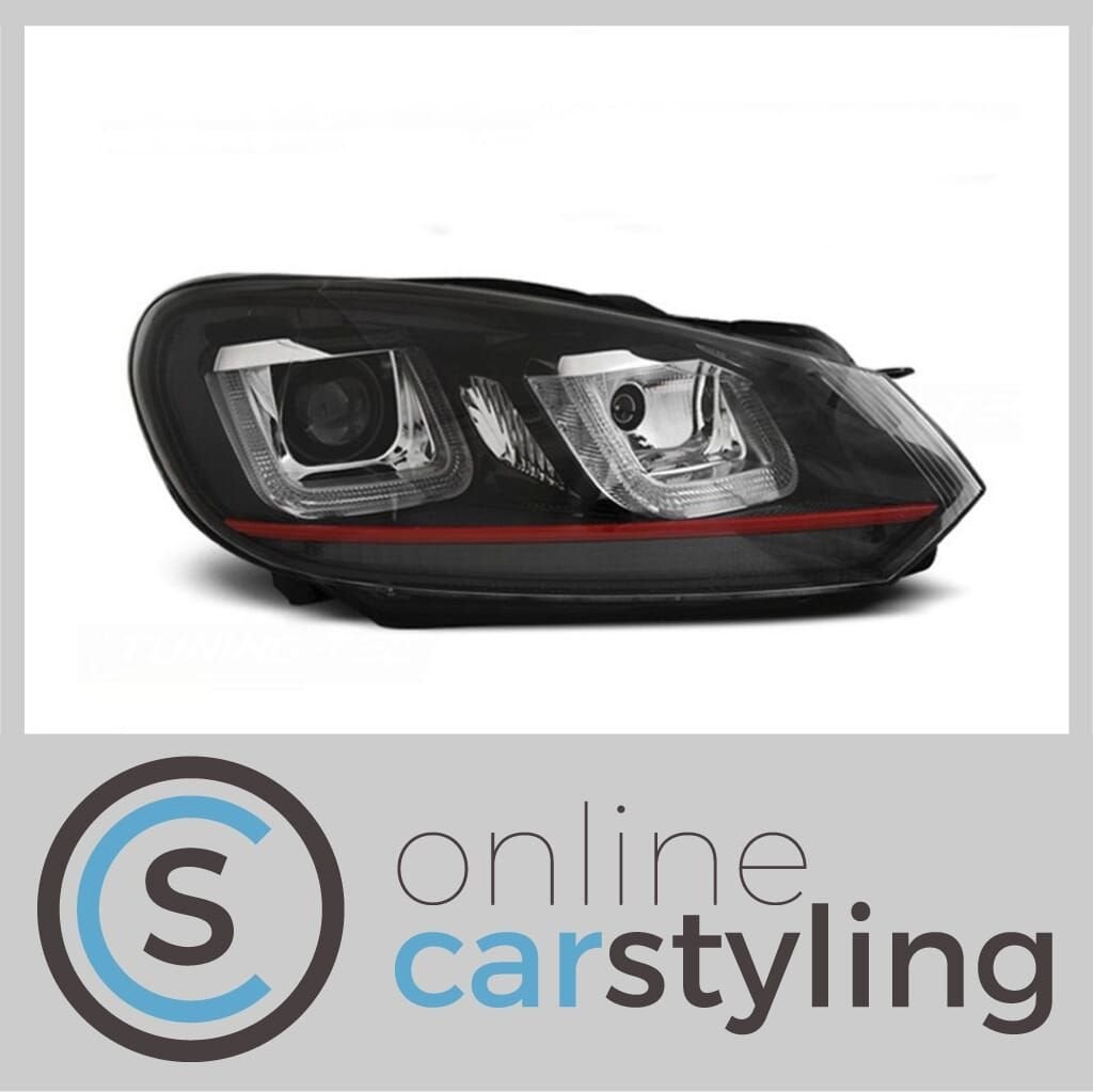 Koplampen VW Golf VI U-LED Real DRL Zwart, -, Volkswagen, -, Nieuw