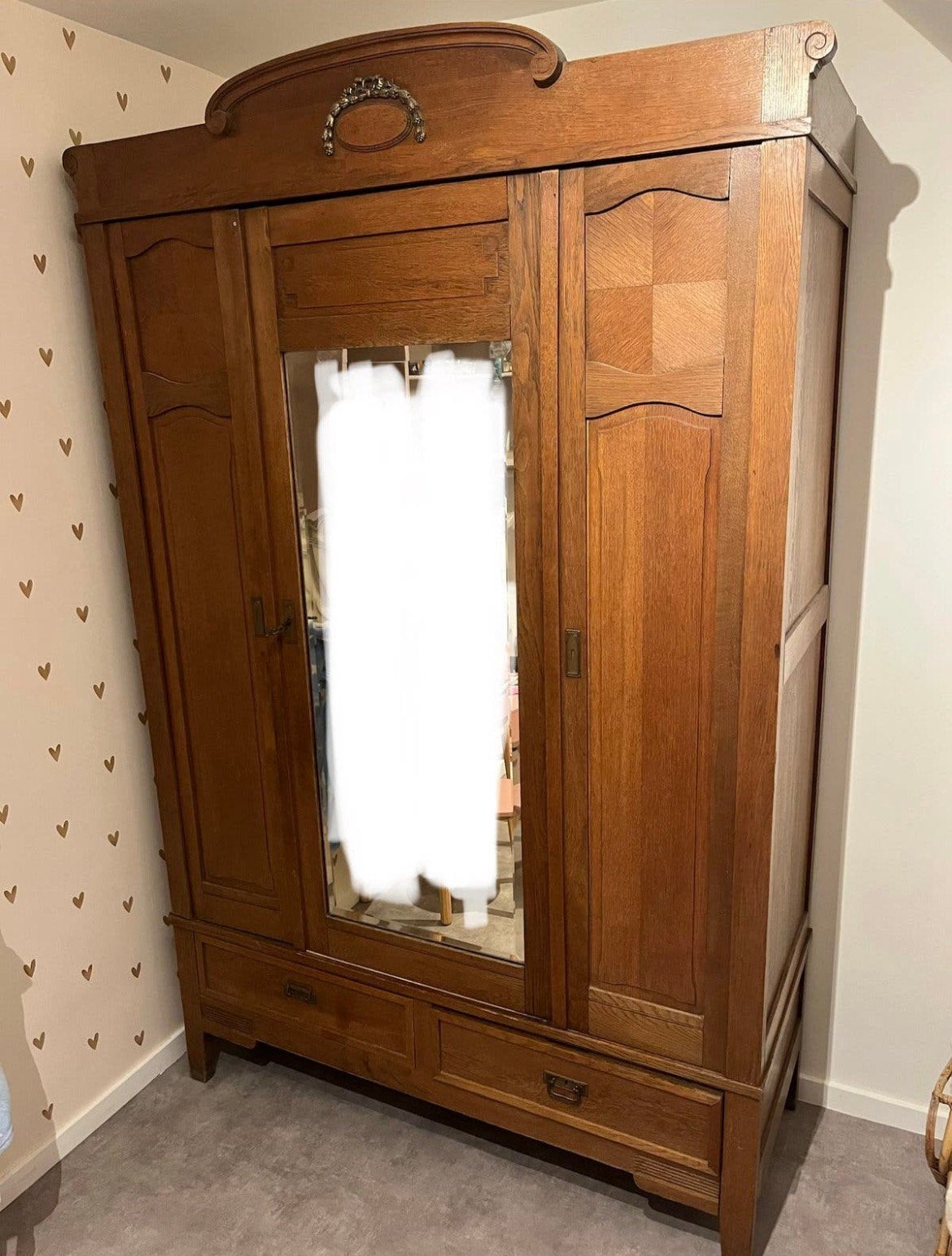 Art Nouveau/Jugendstil eikenhouten garderobekast, Ophalen