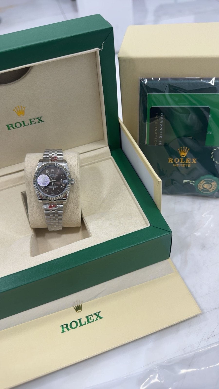 Montre Rolex - version argenté/acier - complète avec boîte, Rolex, Enlèvement ou Envoi, Argent, Neuf