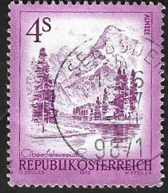 1 Postzegel Oostenrijk 1973 Landschappen Almsee, Ophalen of Verzenden, Gestempeld