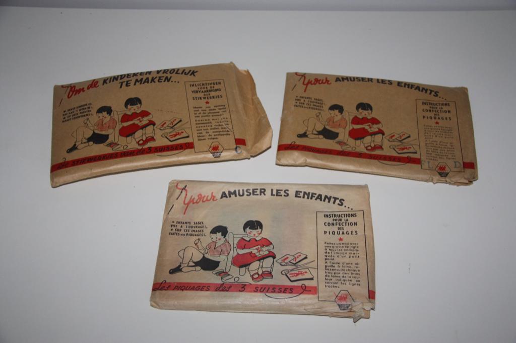 Retro vintage kinder naaiwerkjes 3suisses * 3 pakjes, Enlèvement ou Envoi, Comme neuf, Broderies à la main, Set à broder