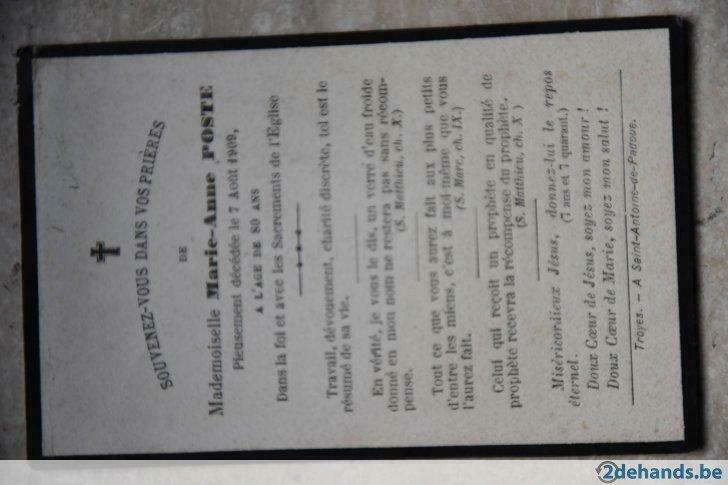 Mademoiselle Marie-Anne Poste 1909, Envoi, Utilisé