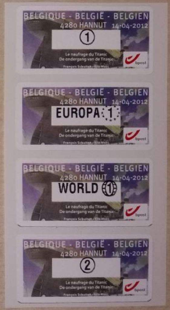 Timbres ATM138 Naufrage du Titanic (set complet), Timbres & Monnaies, Timbres | Europe | Belgique, Enlèvement ou Envoi, Timbre-poste
