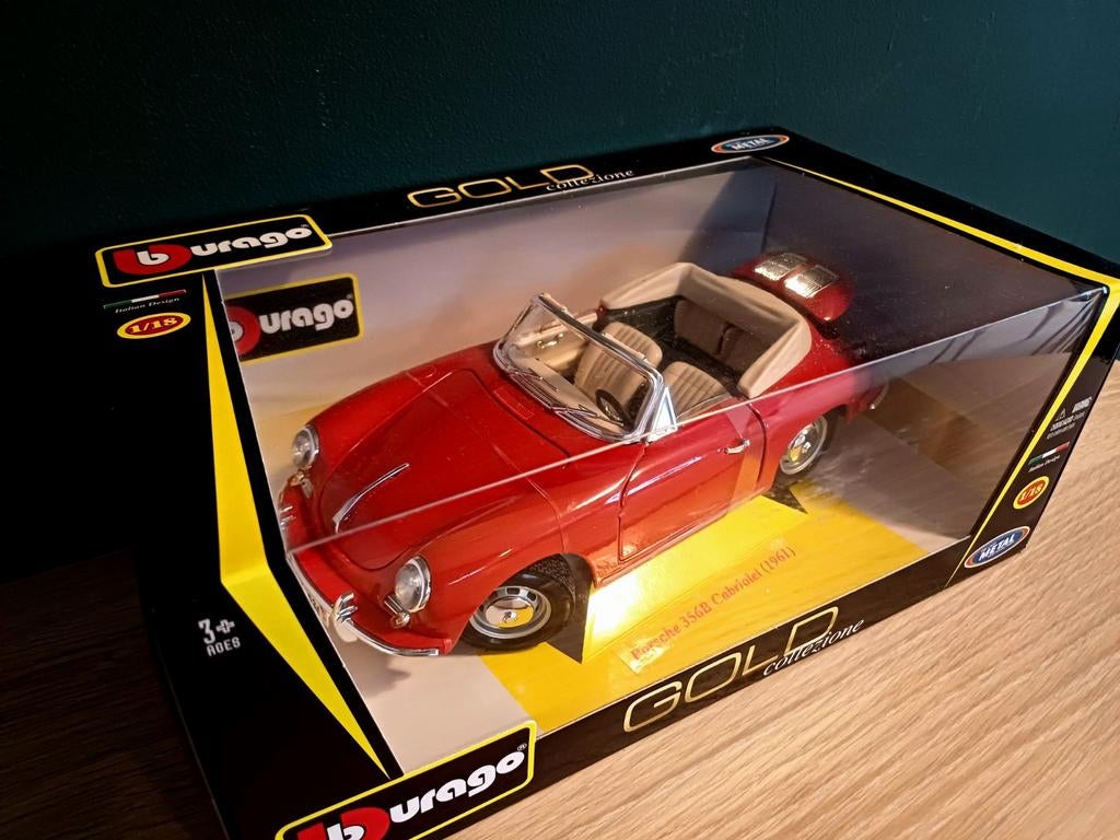 Bburago Gold Collezione Porsche 365B Cabriolet 1961, Hobby en Vrije tijd, Modelauto's | 1:18, Ophalen of Verzenden, Nieuw, Auto