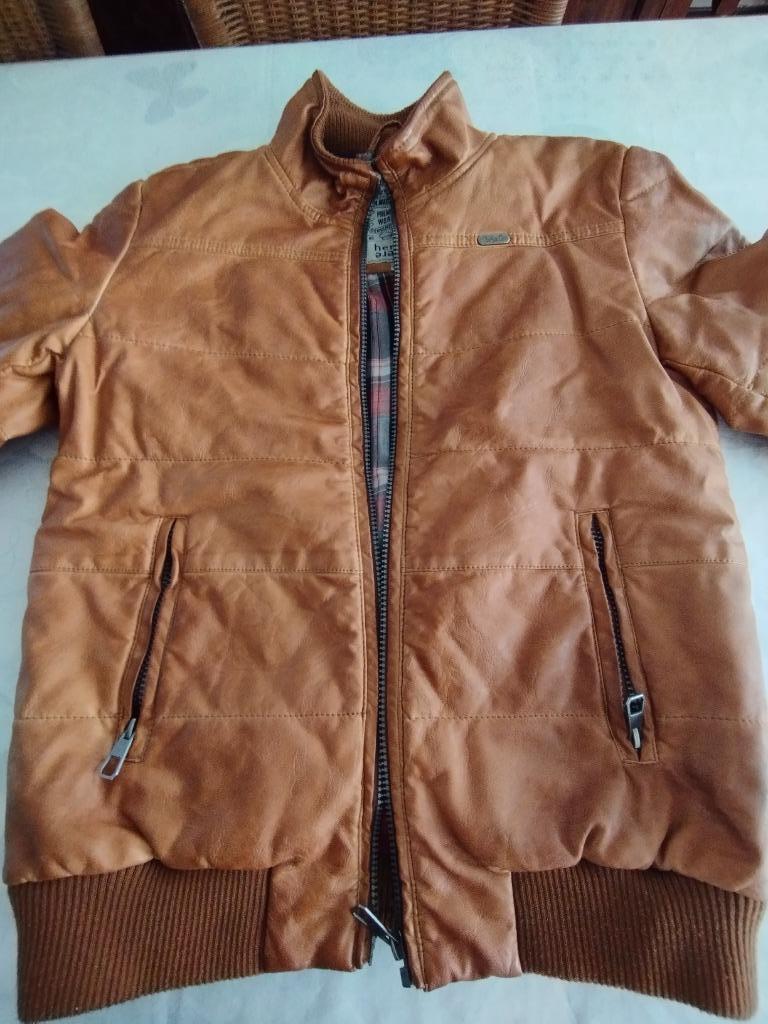 Bruine lederen warme jas 152 in goede staat 15 EUR, Kinderen en Baby's, Gebruikt, Jongen of Meisje, Ophalen of Verzenden, ANDERE