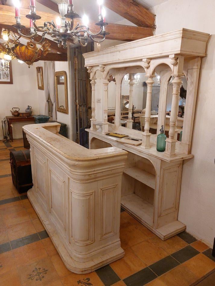 ancien comptoir de bar paroi arrière assortie avec miroirs, Antiquités & Art, Curiosités & Brocante, Enlèvement