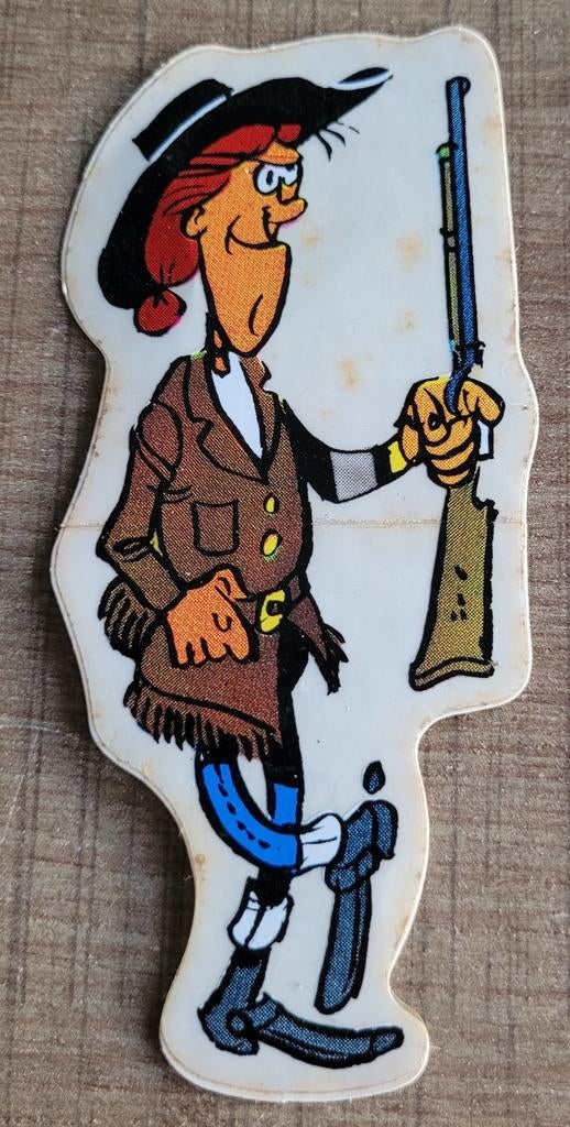 Oude sticker: stripreeks Lucky Luke (Smiths chips), Enlèvement ou Envoi, Autres personnages, Utilisé, Image, Affiche ou Autocollant