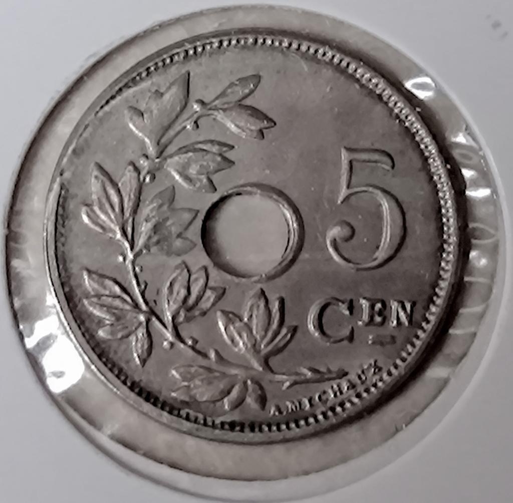 munt Belgie 5 centimes 1920 Nederlands overdatum 20/10, Verzenden