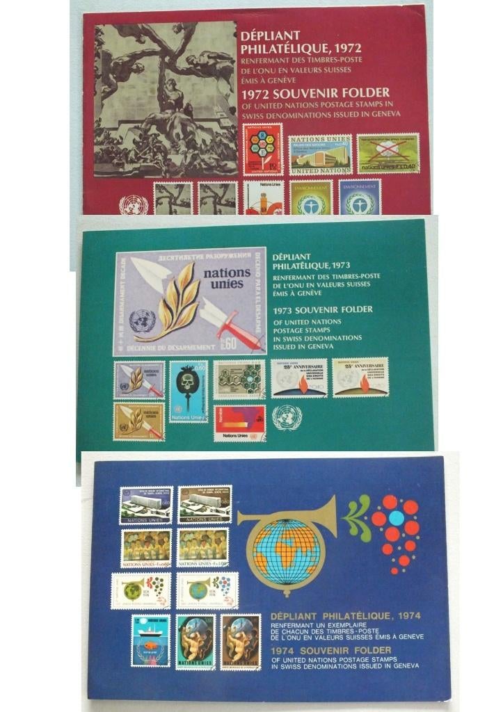 Verenigde Naties, Geneve 1972, 1973 en 1974 jaarreeksen**, Postzegels en Munten, Verzenden, Postfris