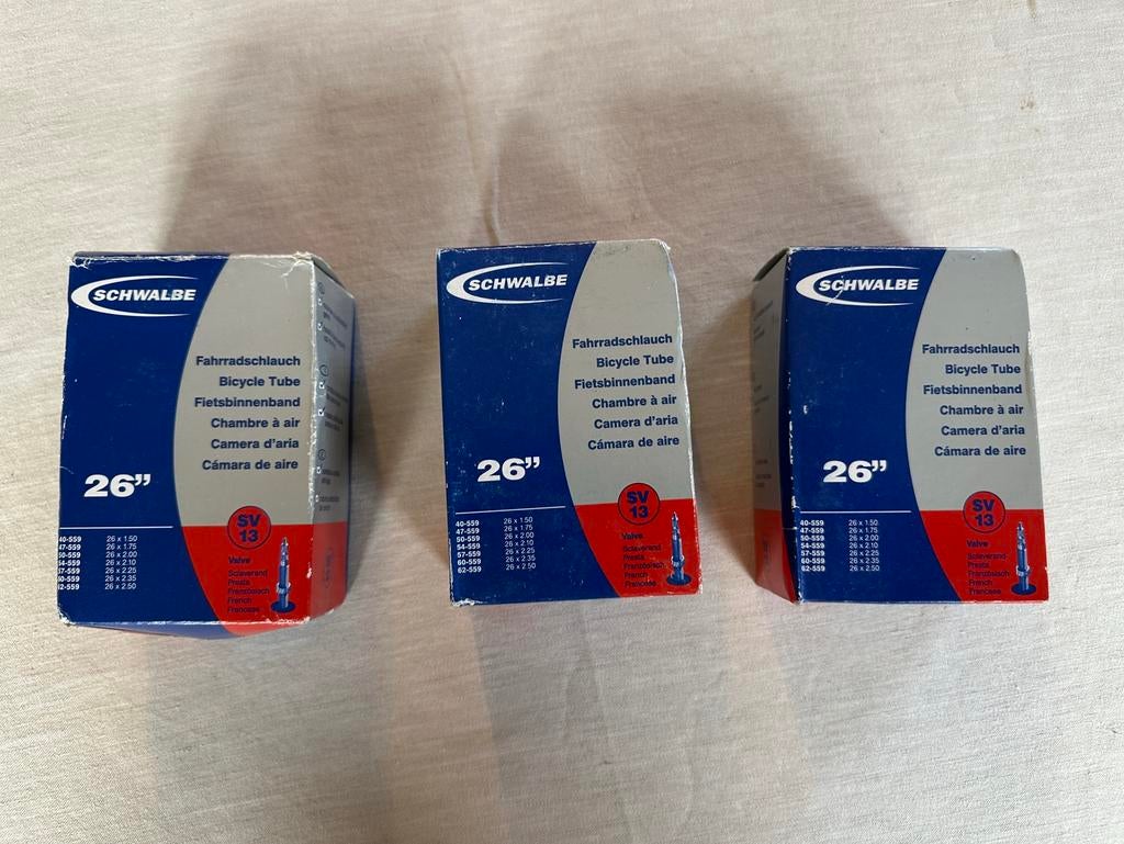 3 pièces disponibles: chambre à air Schwalbe 26 pouces NEUVE, Enlèvement ou Envoi, Neuf, Pneu, Schwalbe