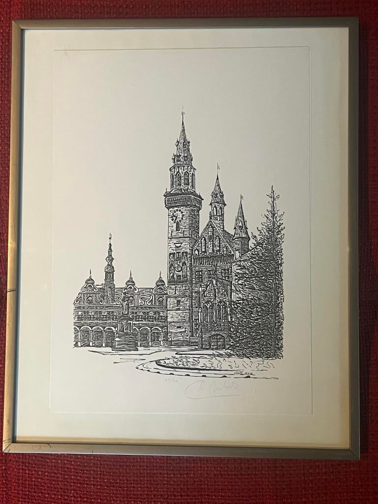 Kader kunst ets Aalst Grote Markt - genummerd gesigneerd, Antiek en Kunst, Ophalen of Verzenden