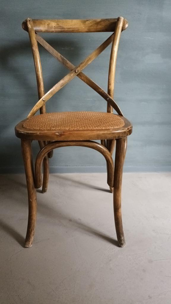 bistrostoel beukenhout-rotan, Ophalen, Gebruikt, Bruin, Hout