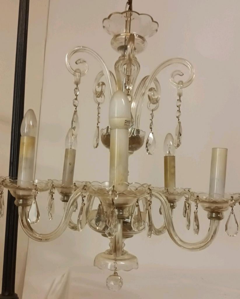 Antieke glazen luster, Antiek en Kunst, Antiek | Verlichting, Ophalen