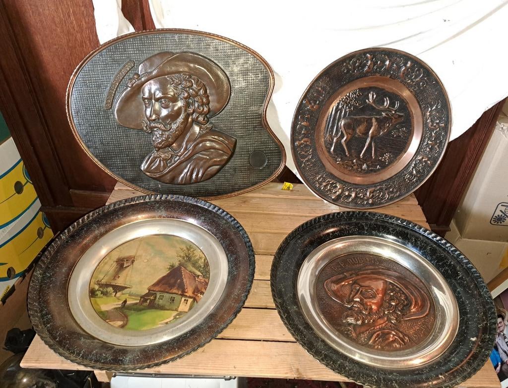 Koperen sierplaten Koperen muurplaten decoratie, Antiek en Kunst, Ophalen of Verzenden