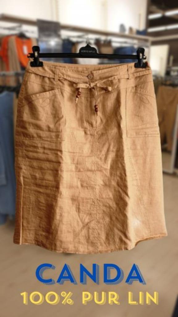 Jupe 100% pur LIN - CANDA, Canda, Enlèvement ou Envoi, Comme neuf, Taille 42/44 (L)