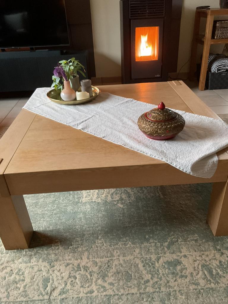 Salontafel, Teck, 100 à 150 cm, Moins de 50 cm, Carré