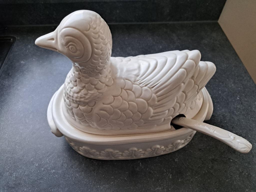 Beurre/Terrine de canard en céramique avec cuillère, Antiquités & Art, Antiquités | Céramique & Poterie, Enlèvement