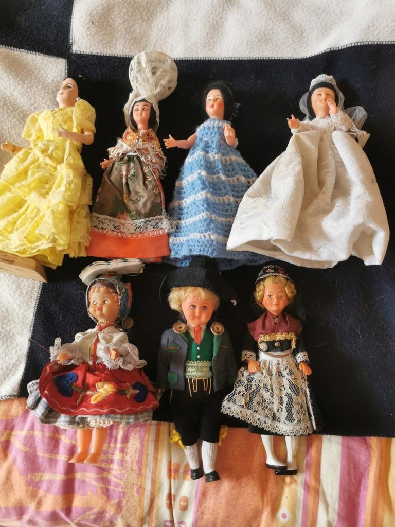 7 Antieke popjes, Verzamelen, Ophalen of Verzenden, Gebruikt
