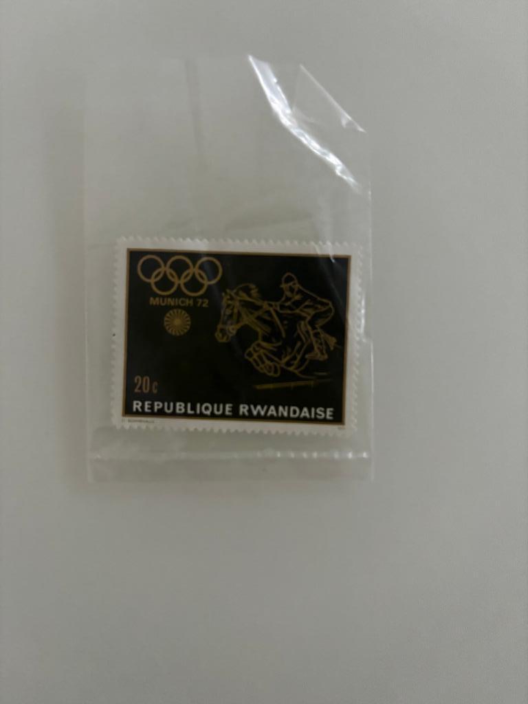 Postzegel Rwanda 20 Ct Munich 72 Jumping Ongestempeld, Postzegels en Munten, Ophalen of Verzenden, Overige landen, Postfris