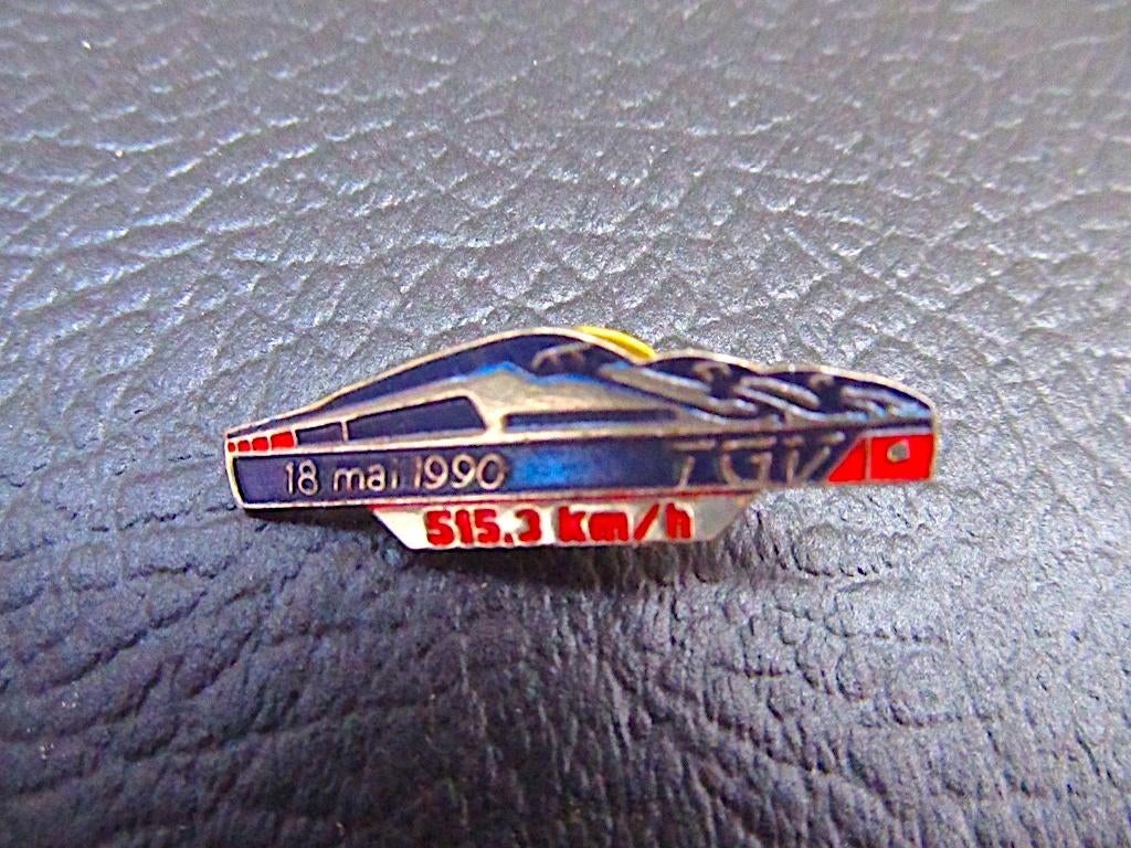 Pin's TGV Record de vitesse 515,3 km/h, Enlèvement ou Envoi, Comme neuf, Train, Carte ou Gravure