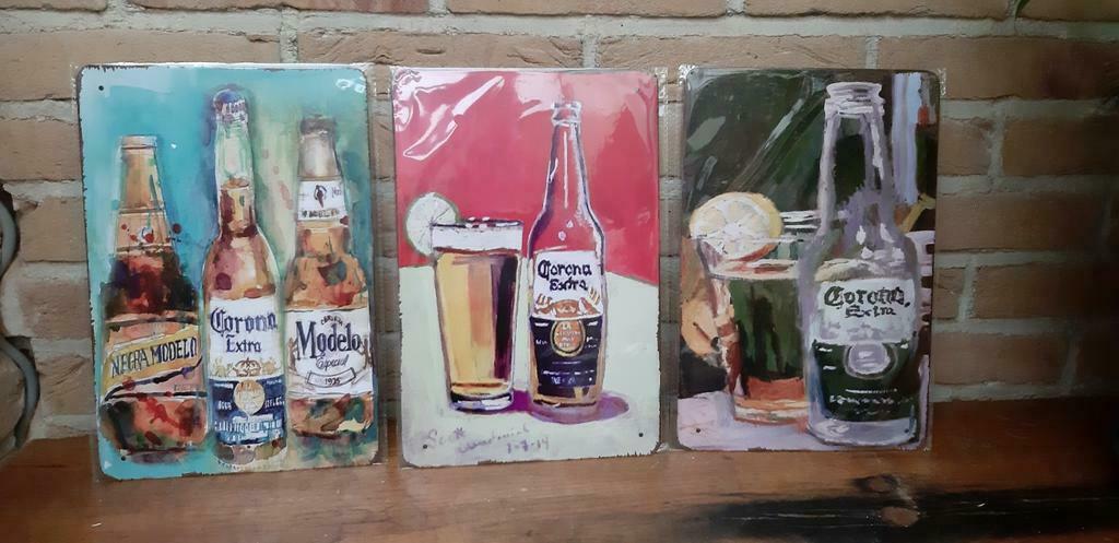3 nouvelles enseignes publicitaires en métal Corona, Enlèvement ou Envoi, Neuf, Panneau publicitaire