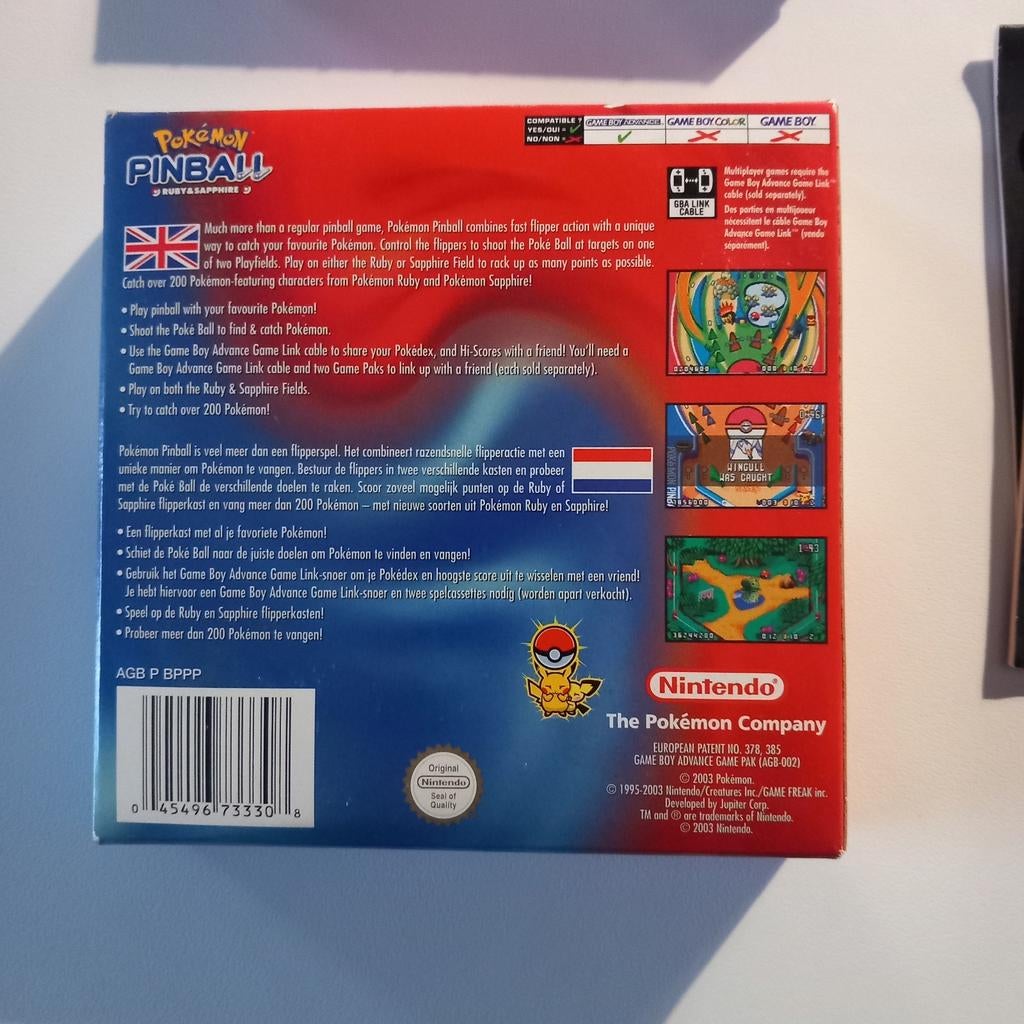 Pokémon Pinball Ruby&Sapphire Nintendo adv, Games en Spelcomputers, Ophalen of Verzenden, Zo goed als nieuw