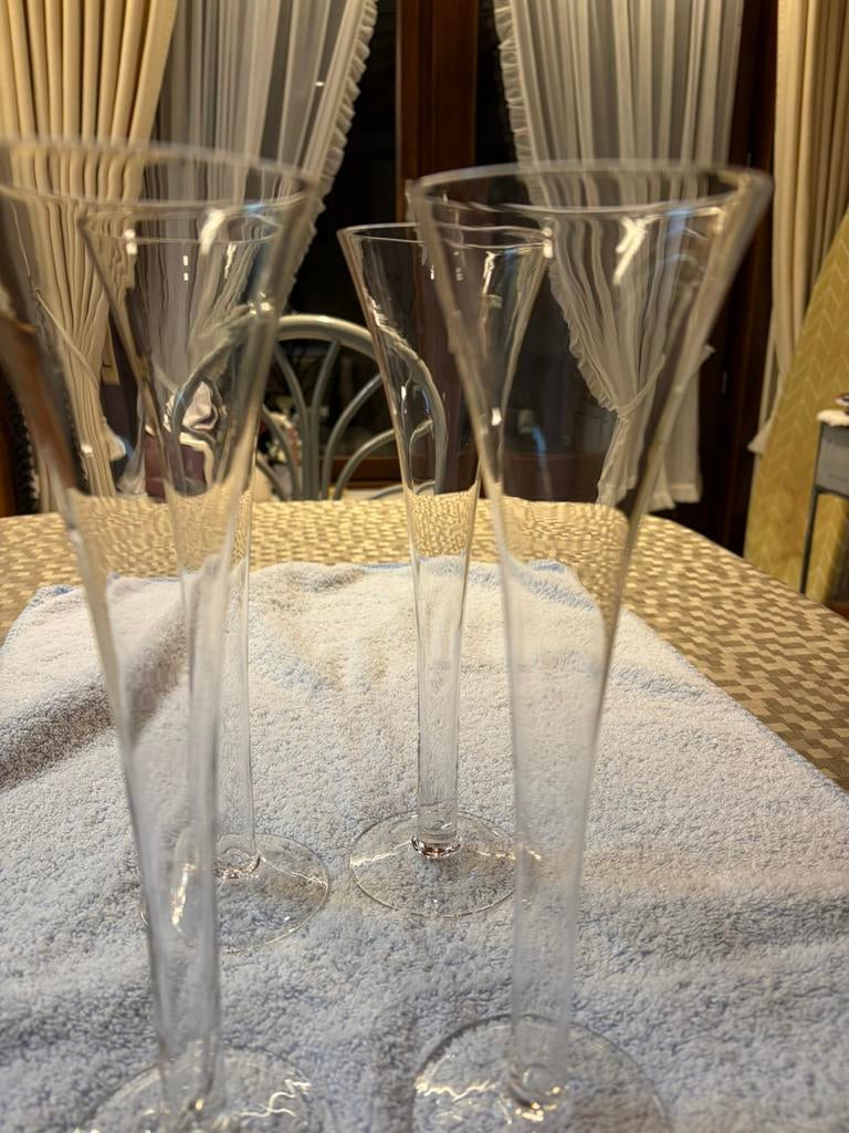 6 hoge champagne glazen, Verzamelen, Glas en Drinkglazen, Ophalen of Verzenden, Nieuw, Overige typen