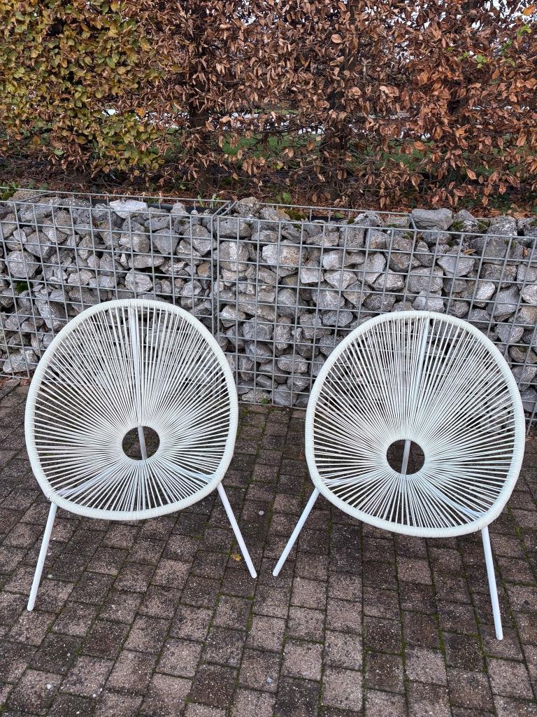 Witte lounge (buiten)zeteltjes, Huis en Inrichting, Zetels | Zetels, Ophalen, Eenpersoons, Minder dan 75 cm, Hoekbank