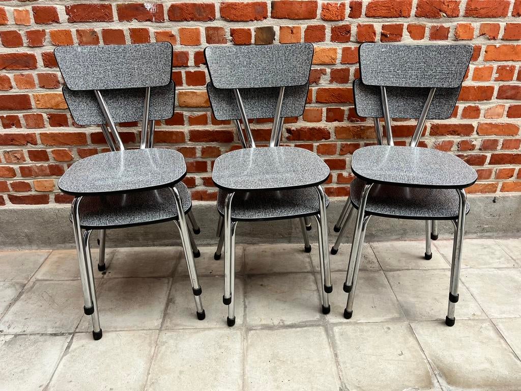 6 chaises vintage en formica en noir et blanc, Enlèvement