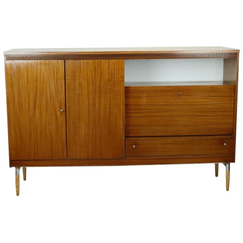 Vintage Mid Century Highboard Kast Lade en Deuren Teak Finee, Huis en Inrichting, Ophalen, Gebruikt, Met deur(en), 150 tot 200 cm