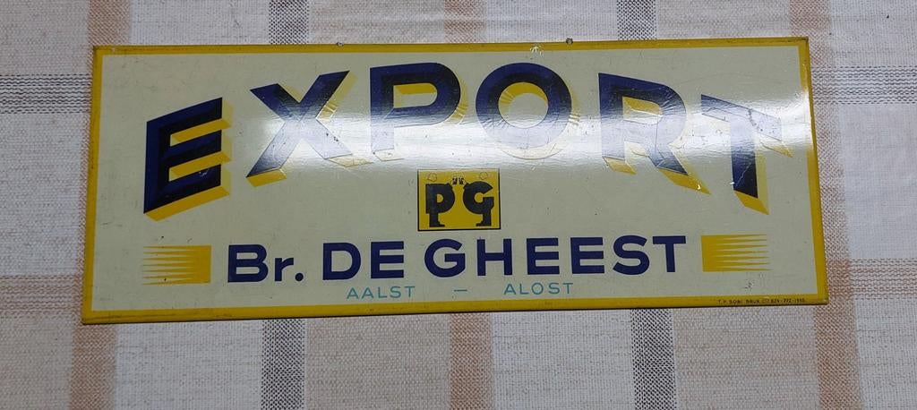 Oud blikken bord brouwerij De Gheest Aalst, Ophalen of Verzenden