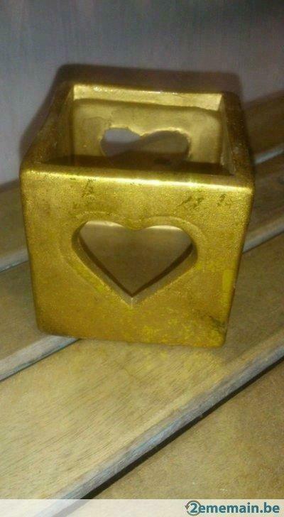 SIA-Photophore vieil or-coeur-, Ophalen of Verzenden, Gebruikt