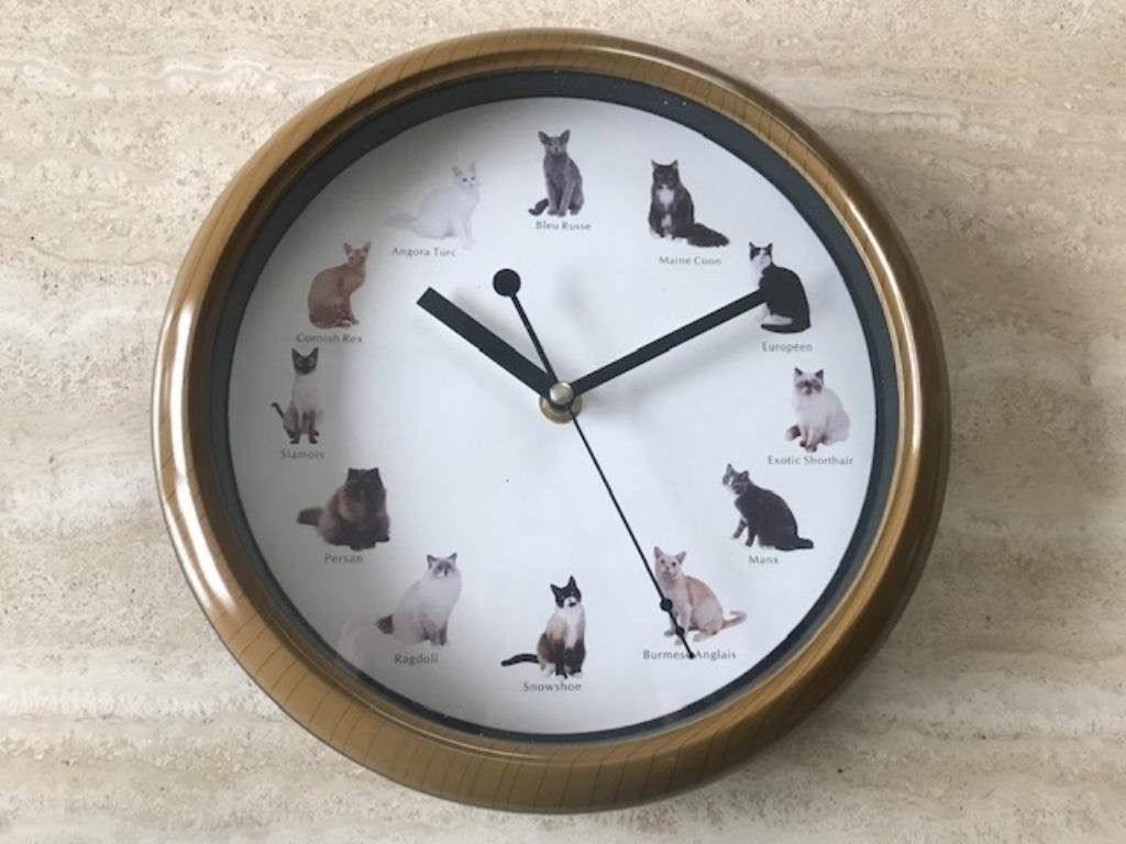 Nieuw wandhorloge met poezenmotief - 25cm - 1xAA (zn4987), Ophalen of Verzenden, Nieuw, Analoog, Wandklok
