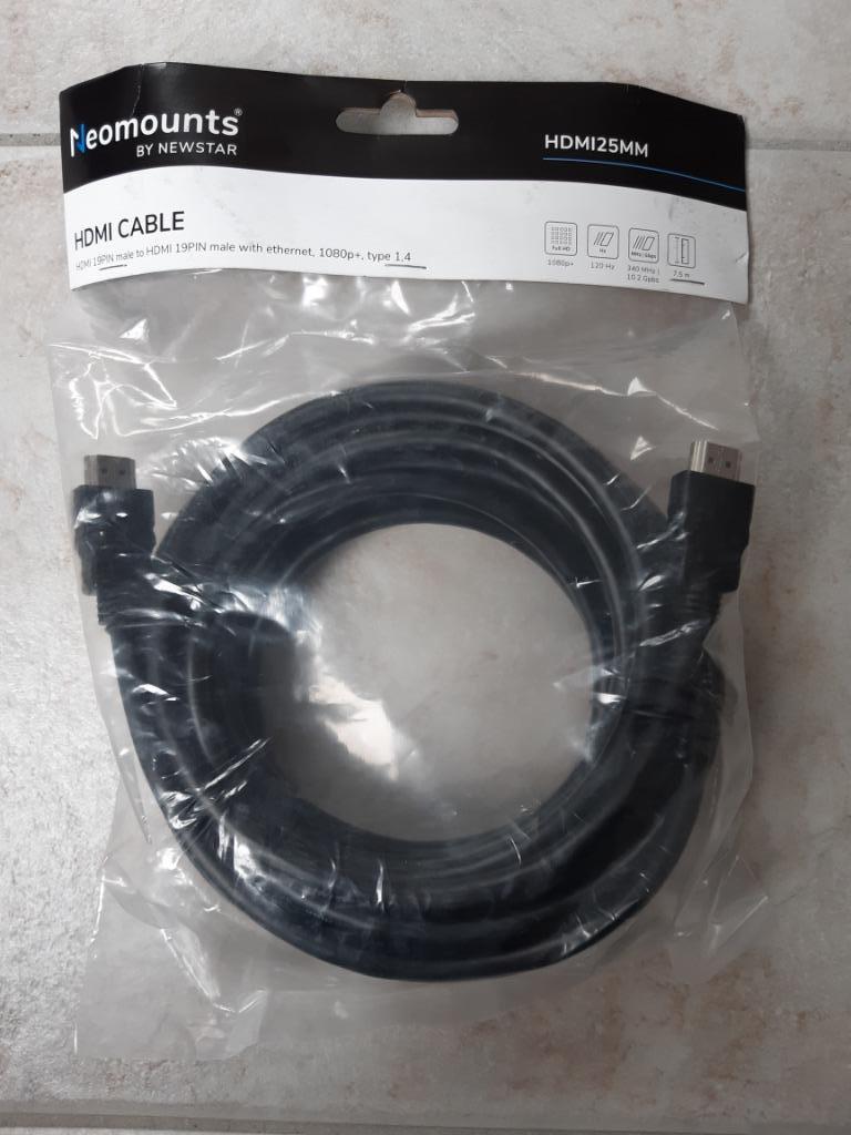Neomounts HDMI cable 25 mm - 7.5 meter (nieuw), Enlèvement ou Envoi, Neuf, 5 à 10 mètres, Câble HDMI