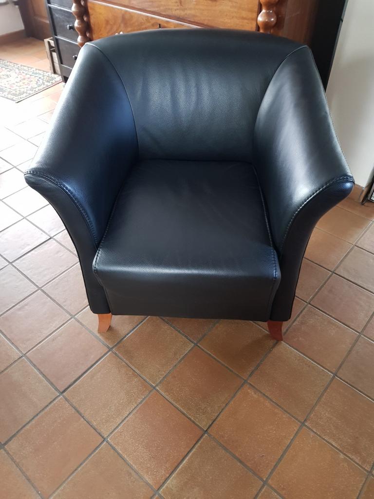 Lederen design zetel in goede staat, Enlèvement, Utilisé, Une personne, Bois