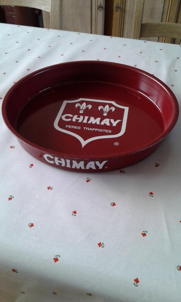 plateau émaillé et 4 verres chimay, Ophalen, Zo goed als nieuw, Reclamebord, Plaat of Schild, Overige merken