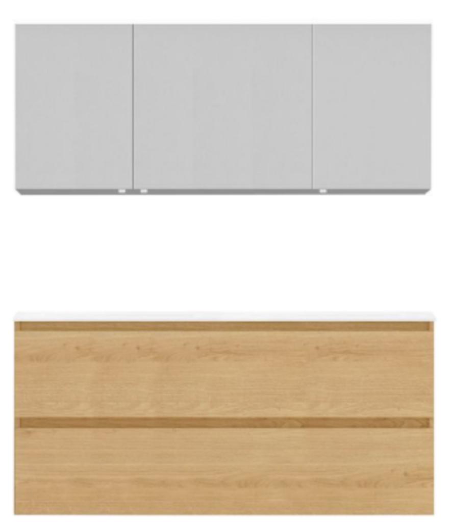 nieuw badkamermeubel + spiegelkast 140cm + mengkranen, Ophalen, Nieuw, Spiegelkast