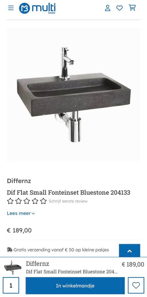 Lavabo Wc/ toilet Fonteinset Differnz Bluestone, Ophalen, Nieuw, Wasbak of Wastafel