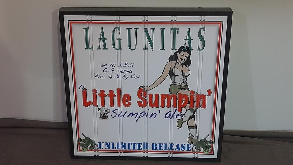 Reclame kader hout Lagunitas little sumpin sumpin ale, Verzamelen, Ophalen of Verzenden, Nieuw, Reclamebord, Plaat of Schild, Overige merken