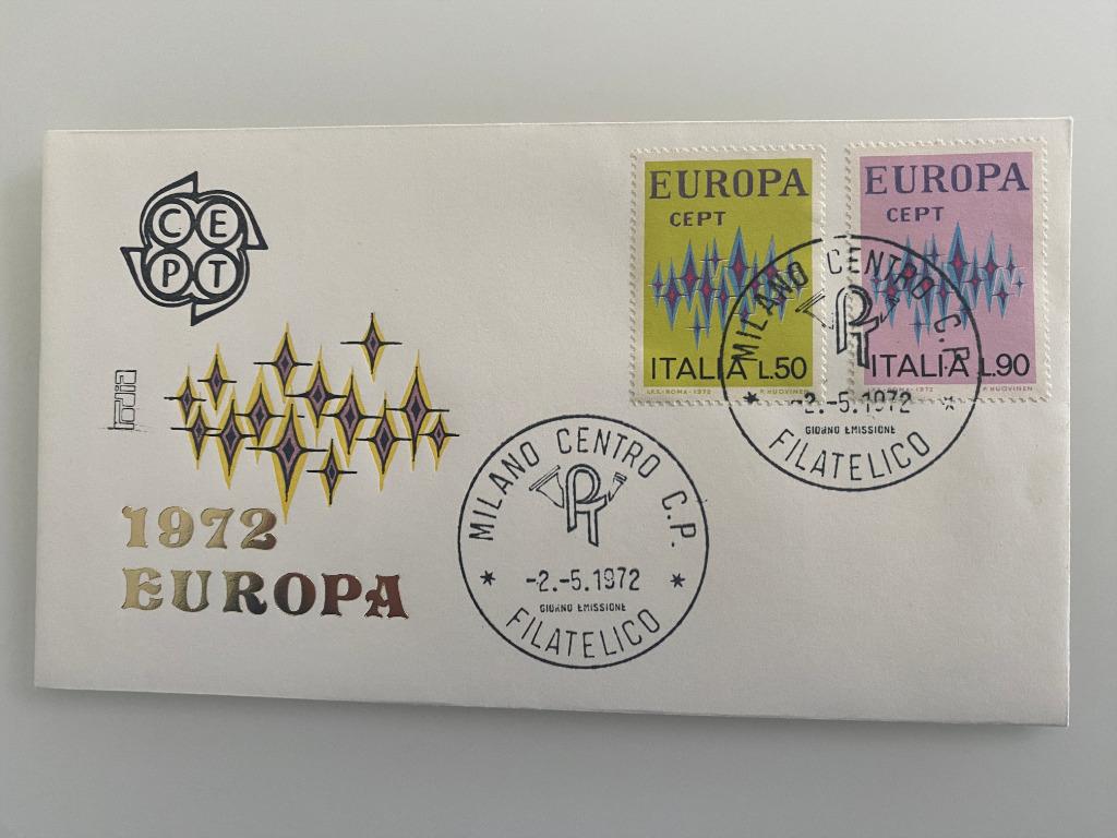 Postzegel First Day Cover Italië Europa 1972, Ophalen of Verzenden, Gestempeld