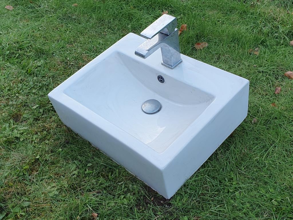 Modern klassiek lavabo porcelein, Ophalen, Zo goed als nieuw, Steen, Wastafel