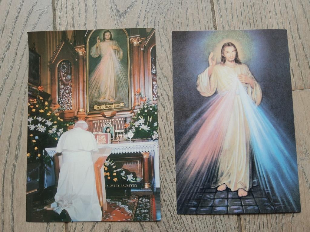 2 heiligenkaarten, onbeschreven, met paus Johannes-Paulus II, Verzamelen, Religie, Ophalen of Verzenden
