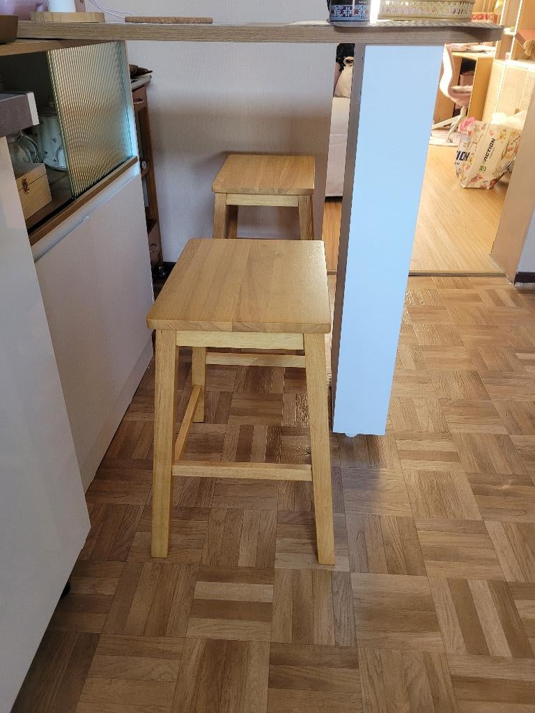 Barstoelen set van 2 massief heveahout, Ophalen, Nieuw, Hout