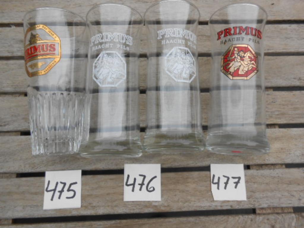 bierglazen Primus Haacht pils 3 soorten, Ophalen of Verzenden, Gebruikt, Glas of Glazen, Overige merken