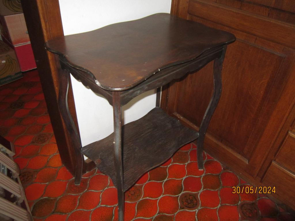 Petite table de salon ancienne 2 tablettes Adam D, Enlèvement, Utilisé, Rectangulaire, Chêne
