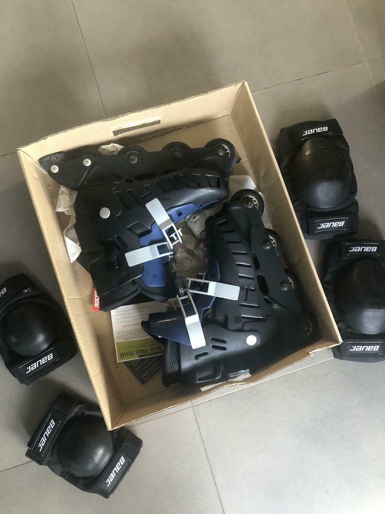 Inline skates roces en kniebeschermers bauer, Sport en Fitness, Ophalen of Verzenden, Zo goed als nieuw, Roces