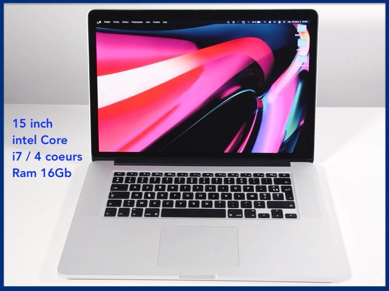 Azerty MacBook Pro 15.4" Retina i7 4 coeurs 16GB Ram 256GB, Informatique & Logiciels, Apple Macbooks, Utilisé, MacBook, 15 pouces
