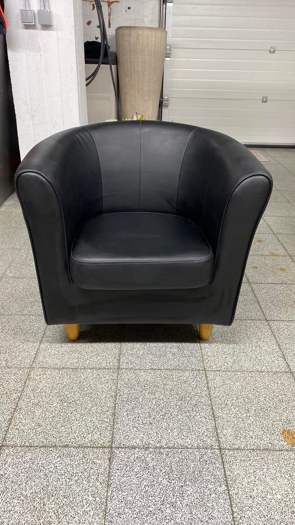 Club en cuir noir, 1 place, Maison & Meubles, Fauteuils, Enlèvement, Comme neuf