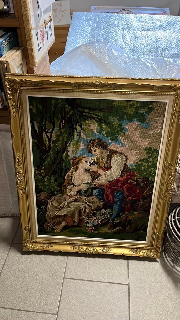 Vintage kader met ingelijst handwerk, Ophalen